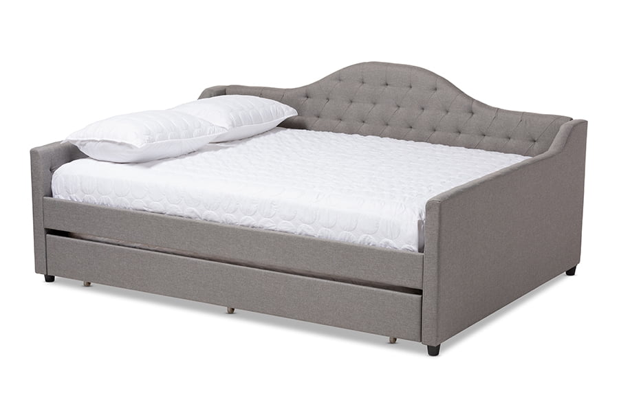 Baxton Studio Eliza Modern and Contemporary Fabric Upholstered Daybed with Trundle