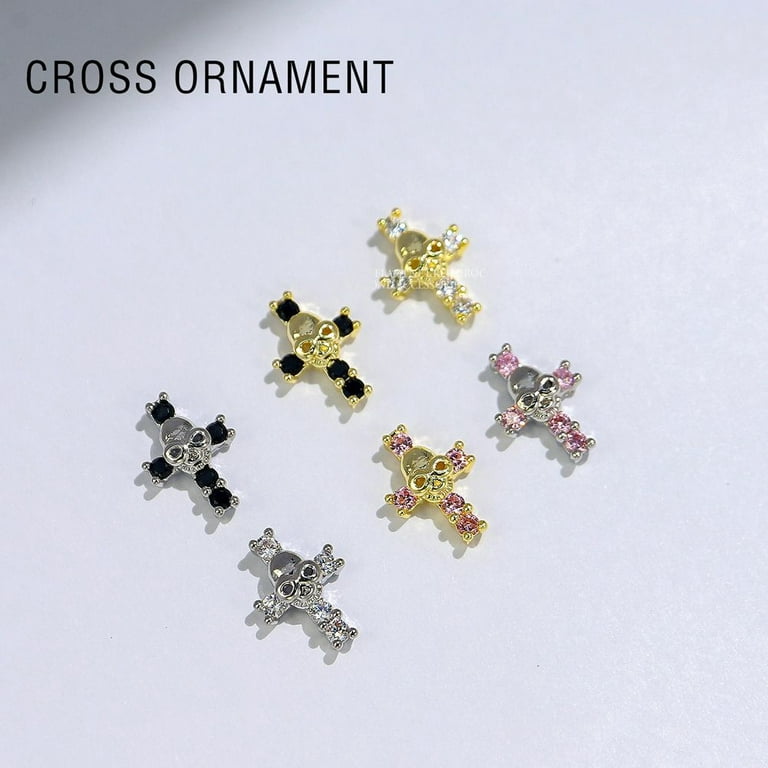  WEILUSI 20PCS Gold Cross Nail Charms 3D Heart Shaped Zircon Nail  Rhinestones Dangle Nail Jewelry Crystal Gems Nail Diamond for DIY Nail  Design Craft (6 Colors) : Beauty & Personal Care