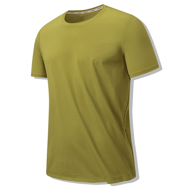 Playera Elvqul para Hombre Verde del Ejército Casuales sin Estampado Deportivas Manga Corta Cuello Redondo