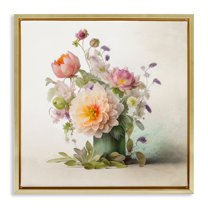 Stupell Industries Spring Floral Bouquet Botanical & Floral Painting Gold Floater Framed Canvas Art Print Wall Art, 25 x 25