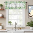 thumbnail image 2 of Summer Valance Curtain Green Gradient Palm Leaf Tropical Plants Wood Grain Window Valances Rod Pocket Short Curtains Window Treatments for Kitchen Bedroom Bathroom Laundry 42" x 12", 2 of 9