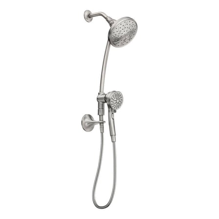 MOEN Attract 28586SRN with Magnetix 6-Spray Patterns 6.75 in. Wall Mount Dual Shower Heads with Slidebar in Spot Resist Brushed Nickel