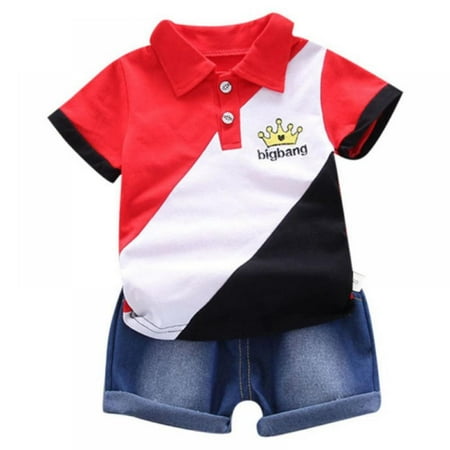 

Lovebay Toddler Boys Summer Cotton Clothing Sets Short Sleeve Polo T-shirt and Shorts Outfits 1-2 Years