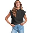 thumbnail image 3 of Women'S Mock Neck Sleeveless Sweater Vest Casual Cap Sleeve Knit Pullover Tank Tops Spring Summer Clothes Black M, 3 of 8