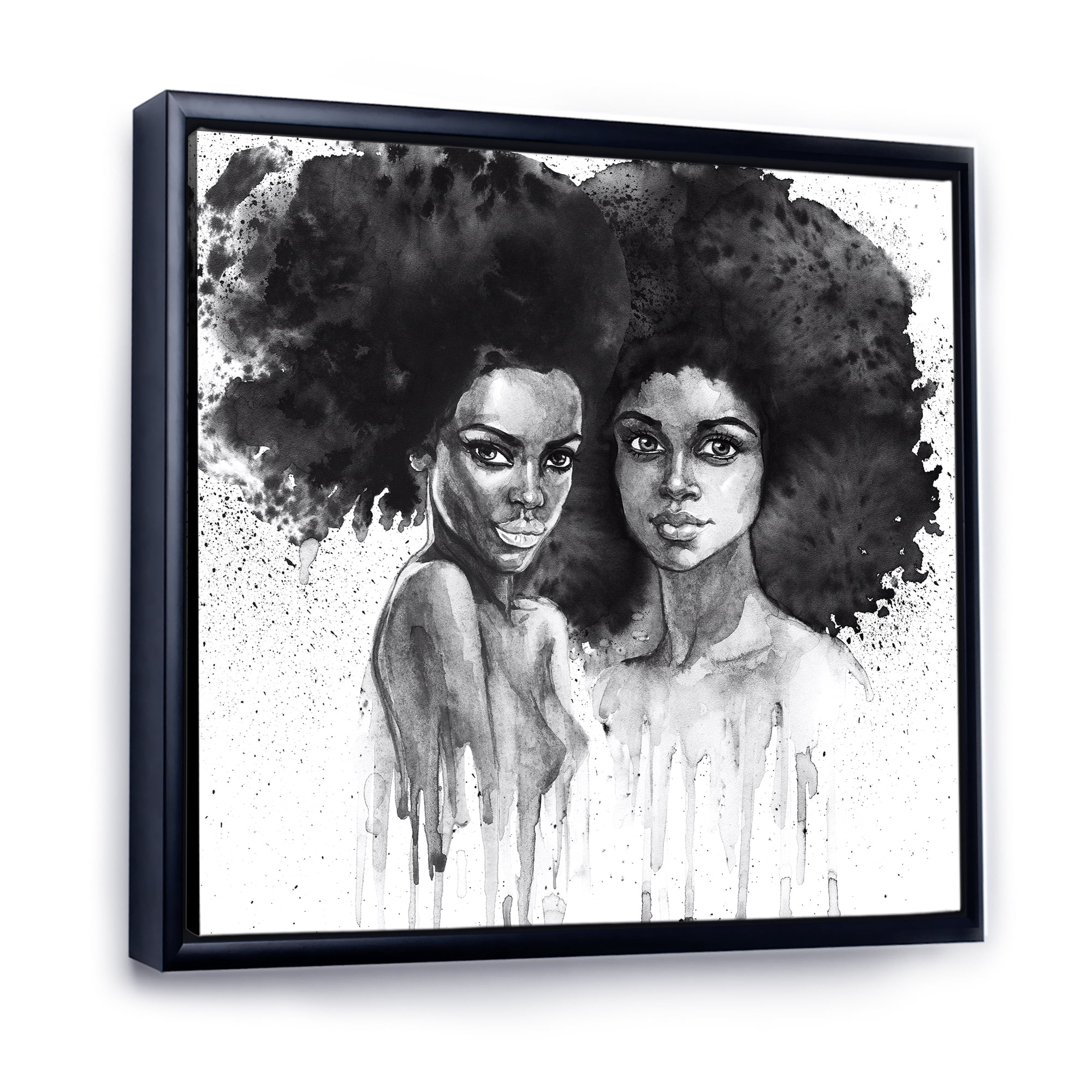 Designart 'Portrait of Afro American Woman XI' Modern Framed Canvas Wall Art Print