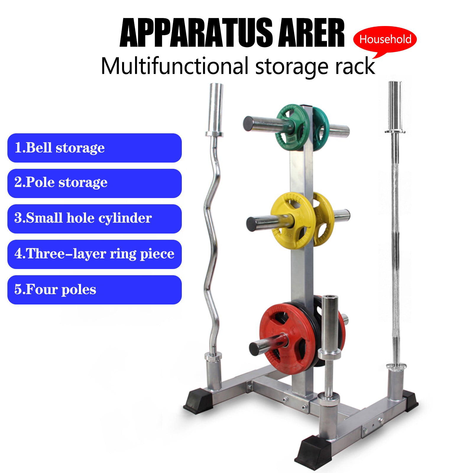 Olympic Weight Plate Rack for 2in Plates Vertical Bar Holder for Home Gym