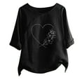 thumbnail image 2 of ALLLIST Scoop Neck Going Out Tops for Women Short Sleeve Black Graphic T-Shirts Button Casual Summer Blouses, 2 of 4