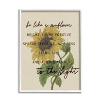 Stupell Industries Be Like A Sunflower Motivational Phrase Vintage Floral Graphic Art White Framed Art Print Wall Art, 16x20, by Daphne Polselli