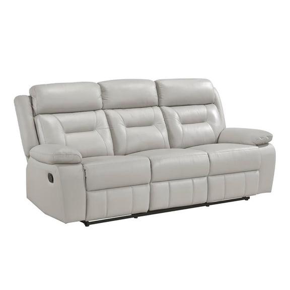 Lexicon Laconia Leather Double Reclining Sofa in Silver