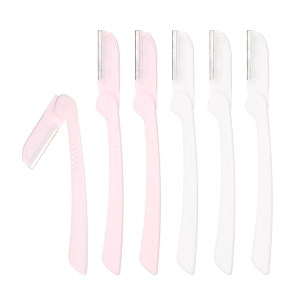 Maquinilla de afeitar para cejas Unique Bargains 6 uds Plegable Acero Inoxidable Blanco Rosa
