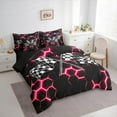 thumbnail image 3 of Manfei Racing Flag Twin Bedding Sets 7pcs for Boys, Neon Pink Honeycomb Bedding Comforter Set, Black White Plaid Sheet Sets, Lightweight Room Decor, 3 of 8