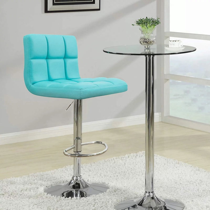 Lacoo Bar Stools Adjustable 360-Degree Swivel PU Leather Barstools with Back Set of 2, Blue