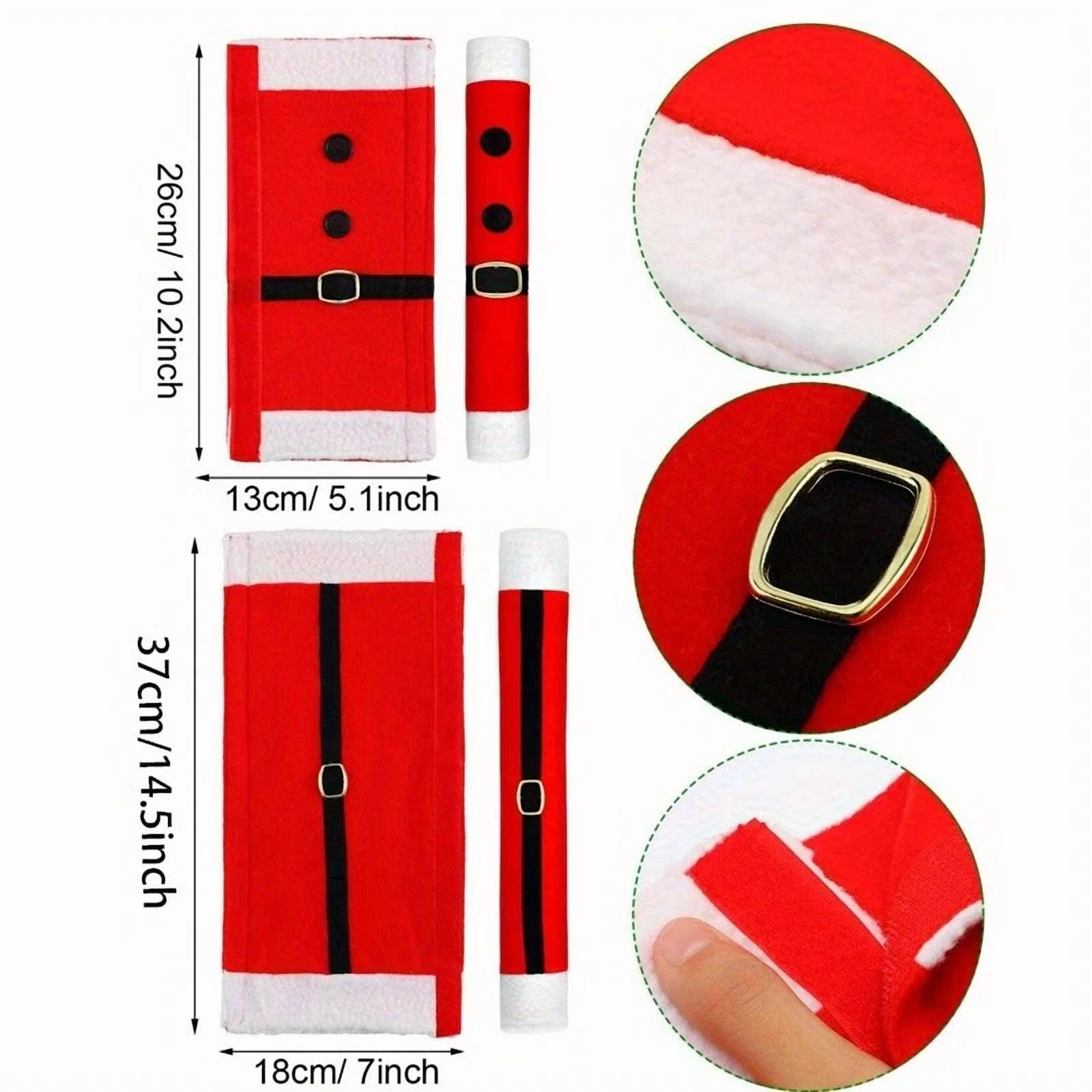 KLYNE - 3Pcs Christmas Refrigerator Door Handle Cover Santa Belt Protector For Kitchen
