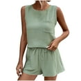 thumbnail image 2 of Short Sets for Women Sleeveless Crewneck Tank Top and Shorts 2 Piece Matching Set Womens Lounge Set Summer Outfits, 2 of 9