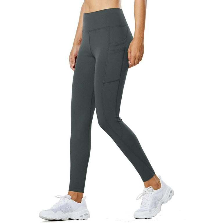 BALEAF Women's Fleece Lined Water Resistant Legging High Waisted Thermal  Winter Hiking Running Tights Pockets Light Grey Large 