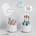 thumbnail image 3 of Pen Pencil Make Up Brush Storage Box Make Up Tool Tabletop Dust-proof 360° Rotating Organizer Compartment Living Room Office Bedroom Pink, 3 of 8