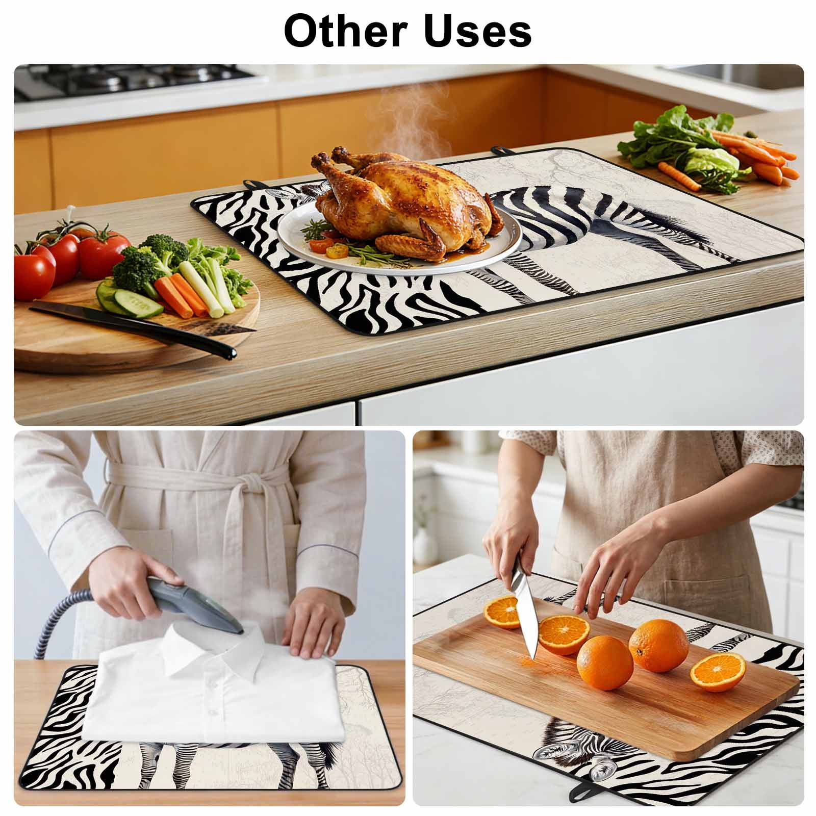 Vintage Zebra Stove Top Cover for Electric Stove, Heat-proof & Non Slip Glass Top Stove Cover Protector, Modern Art Animal Watercolor Kitchen Flat Cooktop Rubber Mat 24x21 Inches
