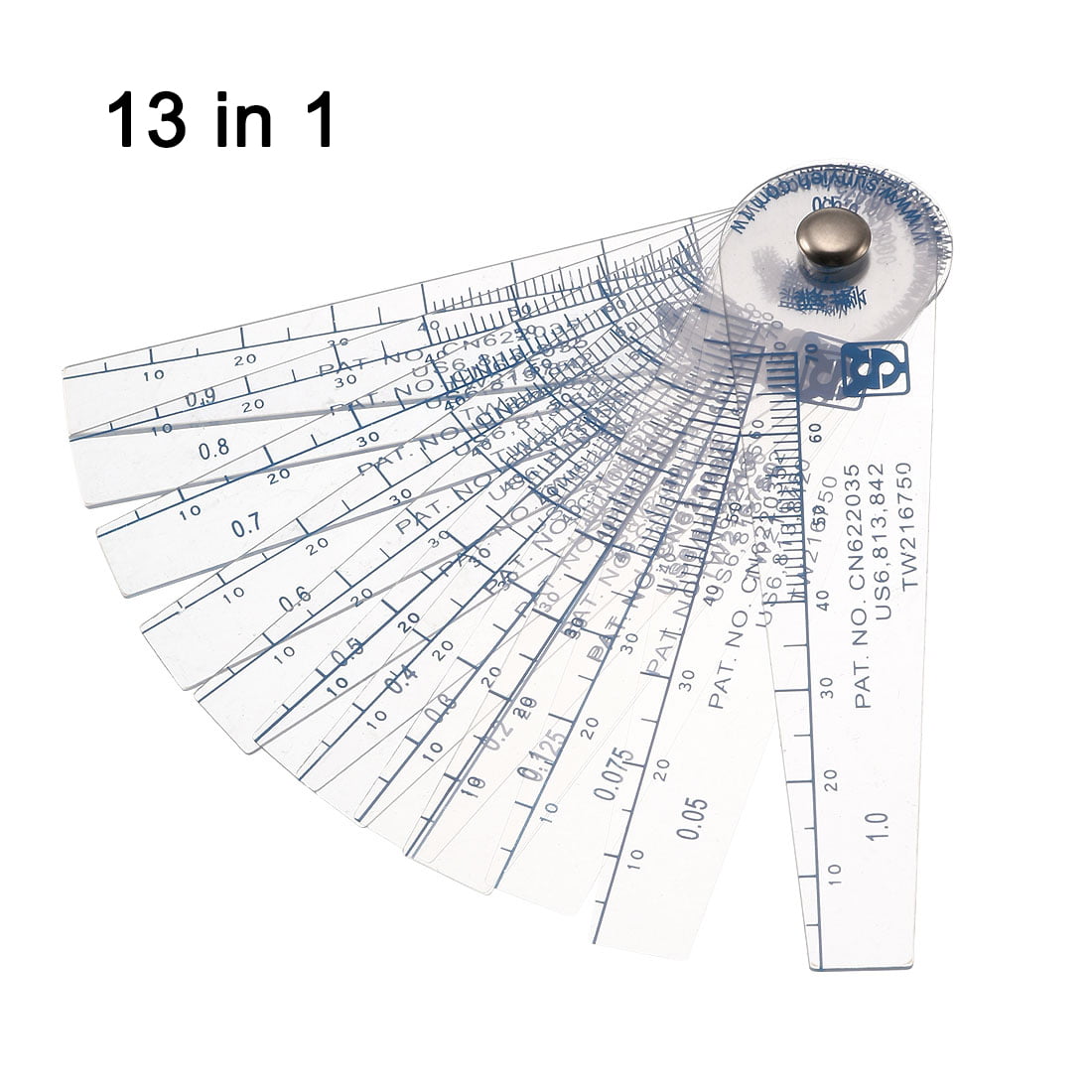 0.05-1mm Thickness Plastic Feeler Gauge Gap Filler Measuring Tool 14 in 1