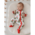 thumbnail image 5 of Spewahor Infant Baby Boys Girls Christmas Romper 0 3 6 12 18 Months Wreath Bow Print Long Sleeve Zip Up Round Neck Footed Jumpsuit, 5 of 9