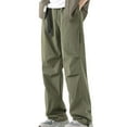 thumbnail image 4 of Yaoyar Men's Contemporary Straight Leg Cargo Pants Solid Color Loose Fit Casual Athletic Workwear Style for Daily Use Long Pants for Men,XL,Army Green, 4 of 5