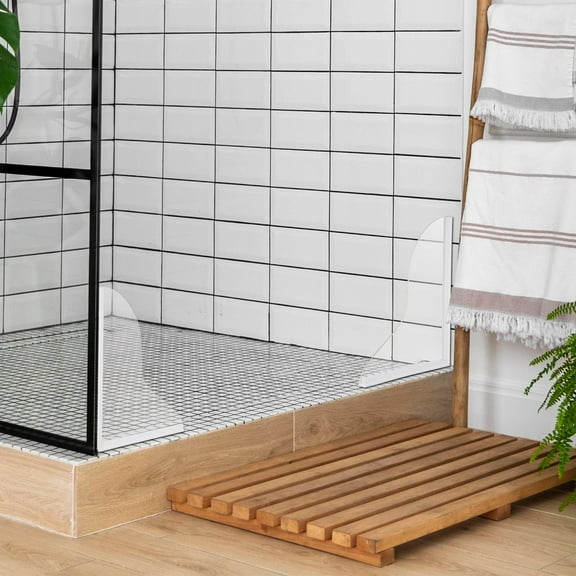 TOYMYTOY Transparent Bathtub Splash Guard for Water Containment with Acrylic and Silicone Design Fits Bathtub Corners Perfectly