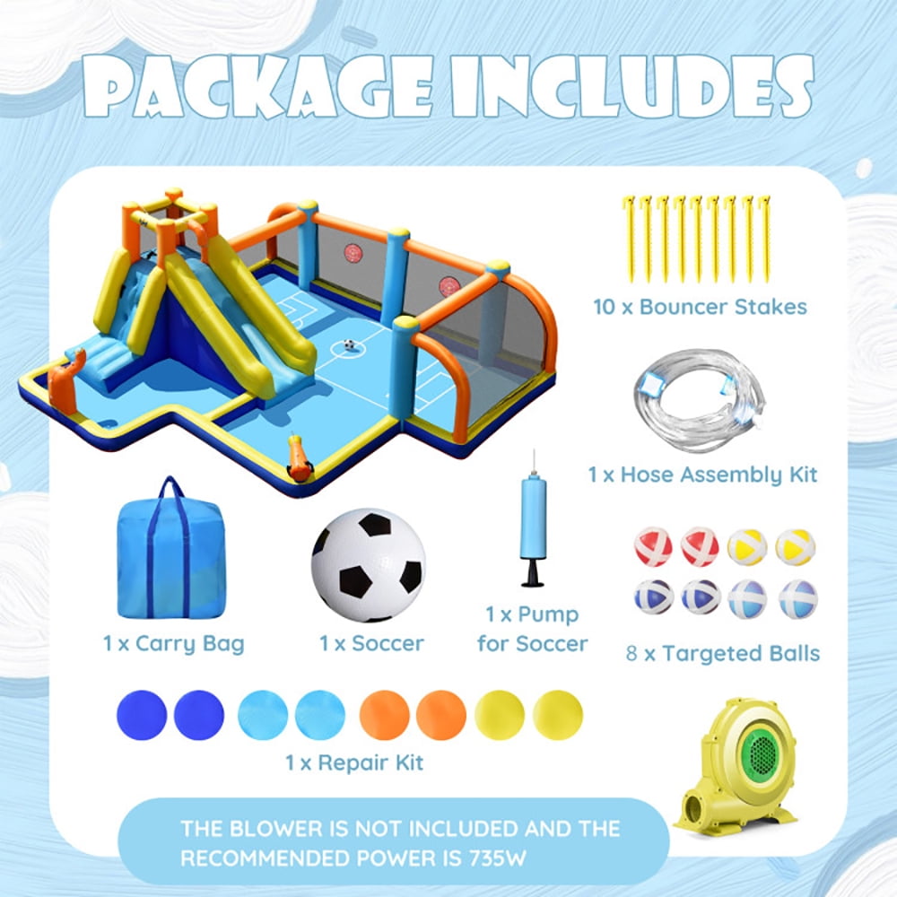 Aimee Lii Giant Soccer-Themed Inflatable Water Slide with 735W Blower, Kids Water Park Bounce House Aimee Lii Giant Soccer-Themed Inflatable Water Slide with 735W Blower, Kids Water Park Bounce House