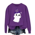 thumbnail image 4 of NMMUED Chandail d'Halloween Grande Taille, Hauts Brodés pour Femmes, Col Rond d'Halloween, Chandails d'Automne pour Femmes, Hauts d'Halloween pour Femmes, Chandails à Col Rond pour Femmes, Violet m, 4 of 4