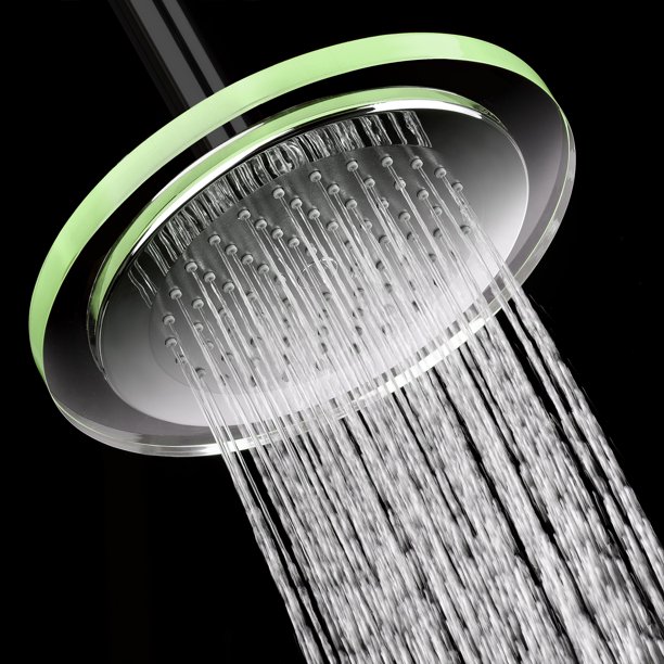 1Spray 11.81 in. Single Wall Mount Fixed Rain Shower Head in Green