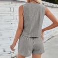 thumbnail image 5 of Fengqque Women's 2 Piece Outfit Sleeveless V Neck Tie Front Top & Shorts Casual Beach Vacation Set Black S(S), 5 of 5