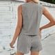 thumbnail image 5 of Pantalones Cortos de Cintura Elástica de las Mujeres sin Mangas de Red con Cuello en V, Pantalones Cortos Y Blusa de Poliéster Casual, 5 of 5