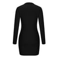 thumbnail image 6 of Women Sexy Dress Long Sleeve Lapel Zipper Knit Ribbed Mini Tight Dress Solid Color Slim Fit Short Pencil Dress Clubwear, 6 of 6