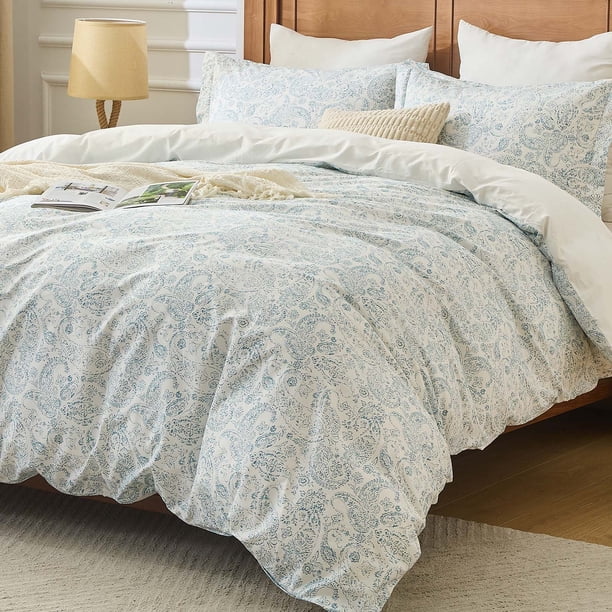 Kingrest Luxury Queen Duvet Cover Set Floral Printed, Soft