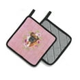 thumbnail image 2 of German Boxer Pink Flowers Pair of Pot Holders, 2 of 4