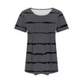 thumbnail image 5 of TKLPEHG Short Sleeve Tunic Tops for Women Going Out Tops Round Neck Ruched Tunic Tops Short Sleeve T Shirts Loose Lightweight Summer Striped Print Graphic Tee Casual Blouses(Gray,M), 5 of 5