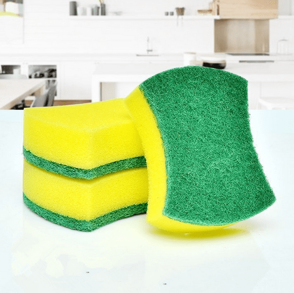 LANTEEM Easy Grip Sponge Scouring Pads Great for Use in the Kitchen Bow Tie Shape Bathroom & More. Green scourer/Yellow sponge 30 LANTEEM Easy Grip Sponge Scouring Pads Great for Use in the Kitchen Bow Tie Shape Bathroom & More. Green scourer/Yellow sponge 30