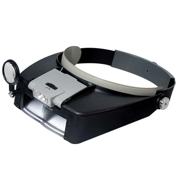 2 Led Light Dual Lens Magnifier Loupe Glasses Head Band Watchmaker