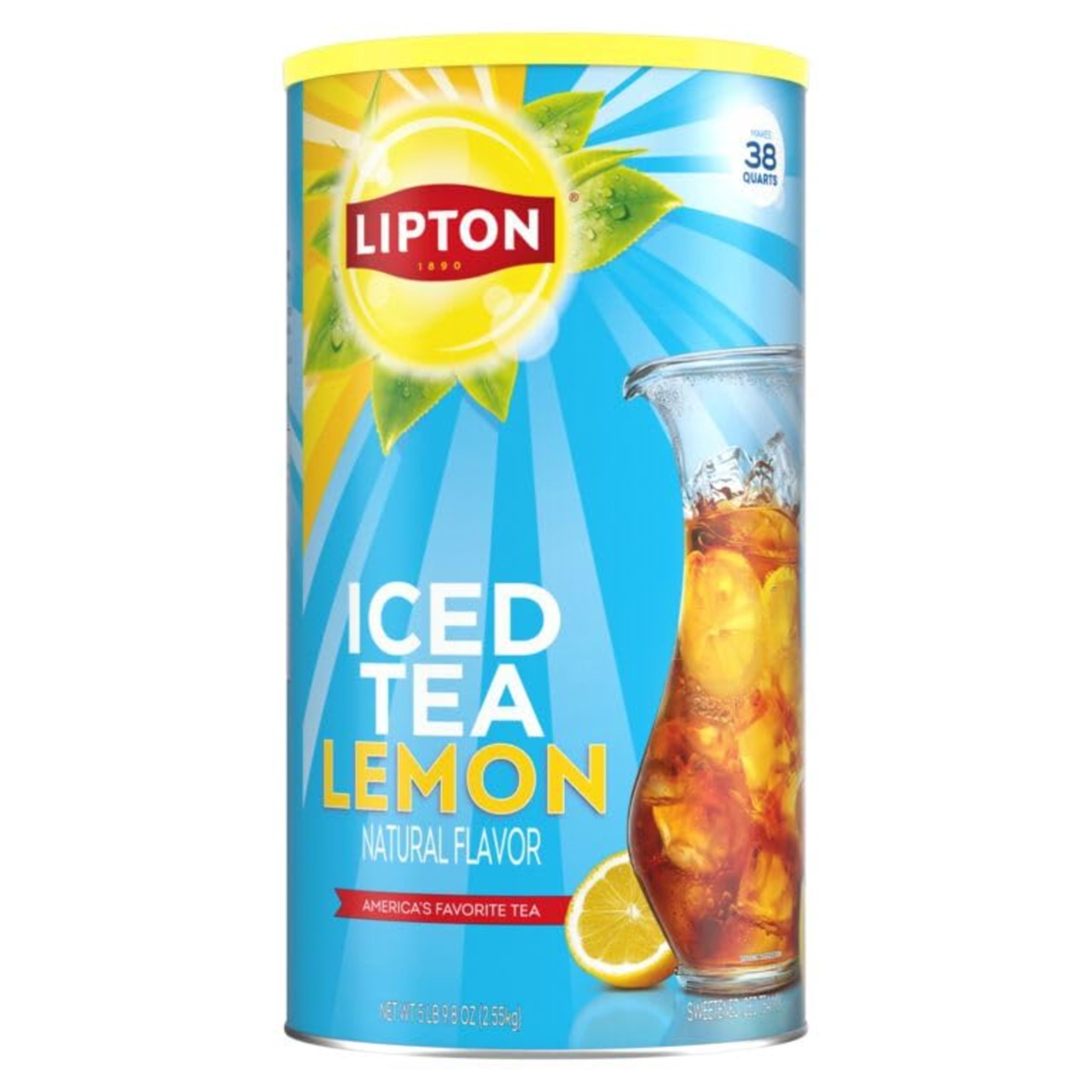 Lipton Lemon Iced Tea Mix, Sweetened Powdered Black Tea, Makes 76 Quarts Total (Pack of 2, 38 Quarts Each)