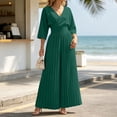 thumbnail image 6 of Edvintorg Women Jumpsuit Lightweight 3/4 Sleeve V Neck Casual Flowy Romper with Wide Leg Pant One Piece Womens Trendy Clothes S-2XL Green, 6 of 9