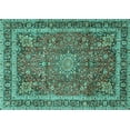 thumbnail image 1 of Ahgly Company Machine Washable Indoor Rectangle Persian Turquoise Blue Traditional Area Rugs, 7' x 9', 1 of 4