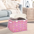 thumbnail image 3 of Yayeee Collapsible Cube Storage Bin with Lid Fabric Closet Decorative Basket with Handles, Pink Doughnuts, 3 of 7