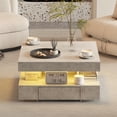 thumbnail image 5 of Hironpal LED Square Coffee Table with Storage,2-Tier Modern Living Room Center Table with Light & Drawers,Gray, 5 of 10