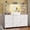 White, variant on EnHomee Fabric Dresser for Bedroom with LED Lights Vanity Dressing Table with 12 Drawers & Open Shelves，White