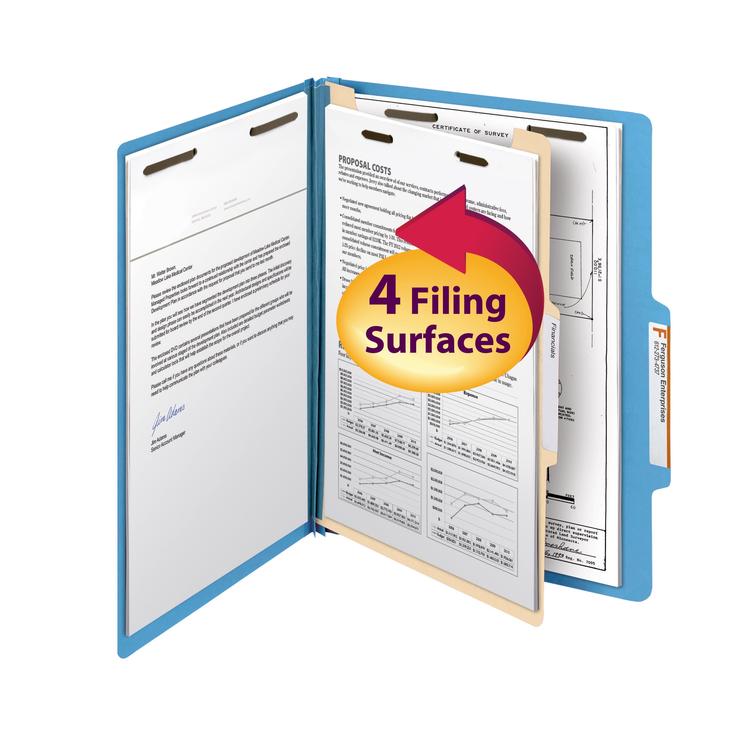 Smead Classification Folders 1 Divider Blue 10/BX Letter (13701