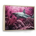 thumbnail image 2 of Designart "Majestic Violet Hammerhead Sharks" Coastal Coral Under Water Floater Framed Wall Decor, 2 of 5