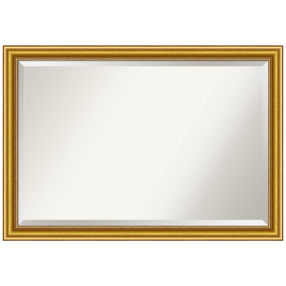 Townhouse Gold Beveled Wood Bathroom Wall Mirror