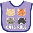 thumbnail image 3 of Inktastic Cats Rule with Cat Heads Boys or Girls Baby Bib, 3 of 4