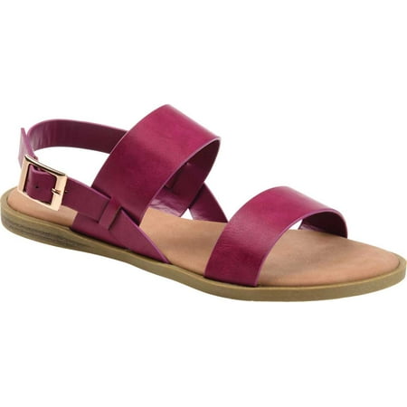 

Women s Journee Collection Lavine Flat Sandal Raspberry Faux Leather 8.5 M