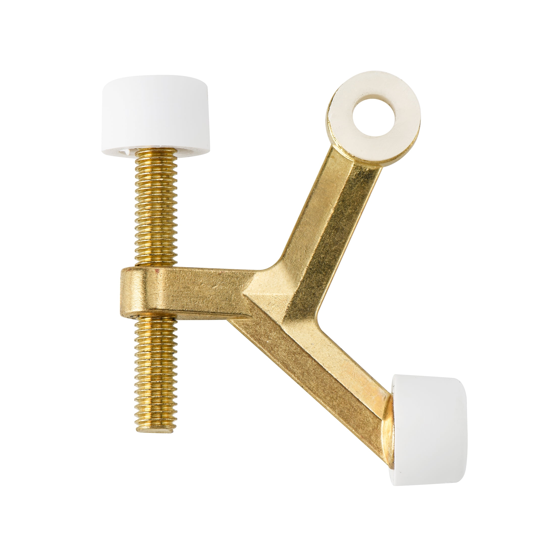 (4 pack) Hyper Tough New Hardware Hinge Pin Mounted Doorstop, Brass Plated,Assembled Product Depth 5.65,Height 0.7,Width 2.7 inch.