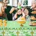 thumbnail image 7 of GROBRO7 Green Bless Party Tablecloths for Baby Shower First Communion Party ,Plastic Waterproof Table Cover, 3 Pcs, 7 of 7