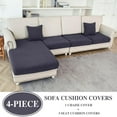thumbnail image 3 of Couch Cushion Covers for Sectional Sofa L Shape Washable Separate Seat Chaise Couch Cover Stretch Sofa Slipcovers with 2 Pcs Pillowcases(3 Seater + 1 Chaise, Dark Grey), 3 of 12